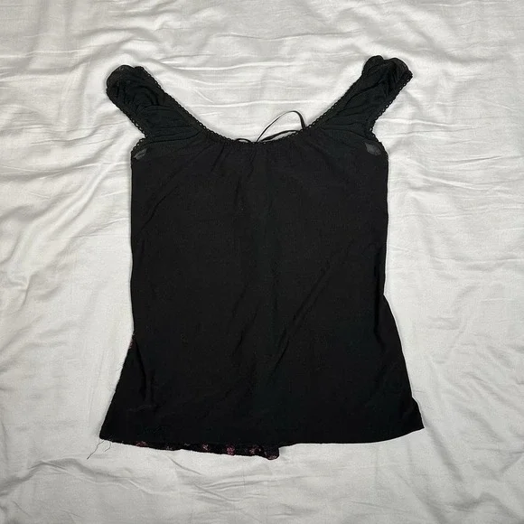 Vintage y2k Lia Lee black/pink lace up mesh corset top - Picture 5 of 5